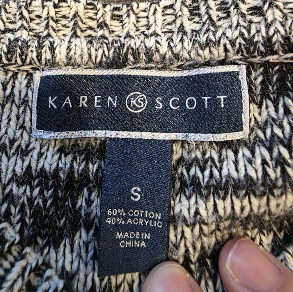Karen Scott Black and White Cable Knit Sweater - Picture 7 of 7